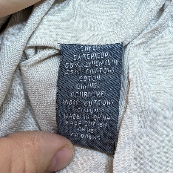 Y2K Addition Elle Khaki  Tan Linen Cotton Blend Midi Short Sleeve Dress Women 14 - Picture 7 of 8